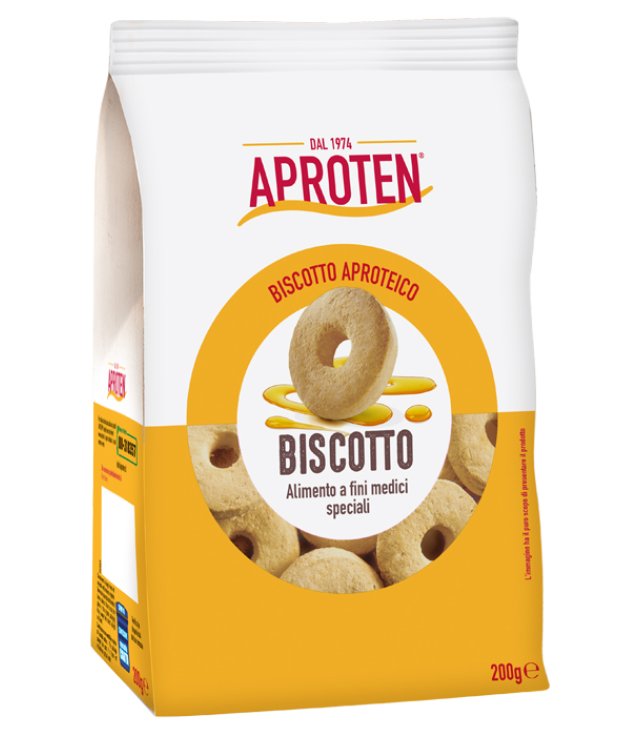 200 gram yellow and white packaged Aproten Biscotto.